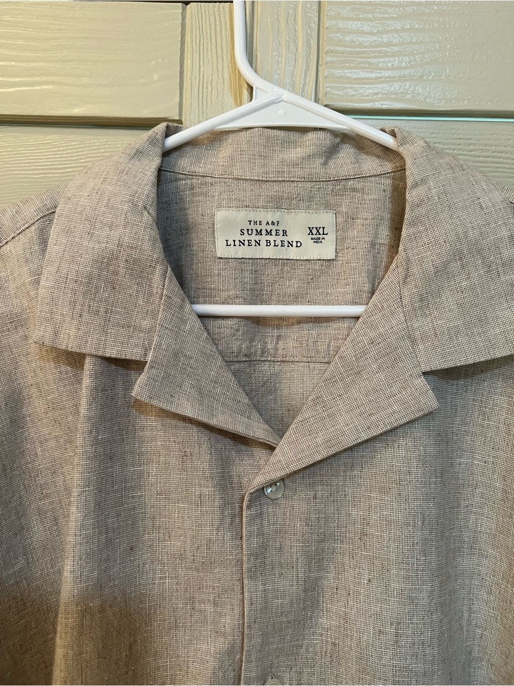 Abercrombie & Fitch Linen-Blend Short-Sleeve Shirt Jacket - Beige